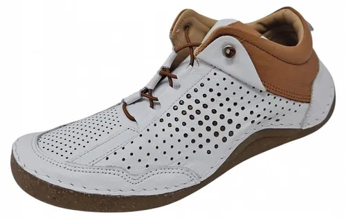 COSMOS Comfort Halbschuhe Leder Schnürschuh braun|weiß 37 EU - Sneaker aus hochwertigem Leder, ideal für den Alltag mit bequemem Blockabsatz und lässigem Design. Perfekt für stilvolle, entspannte Looks.