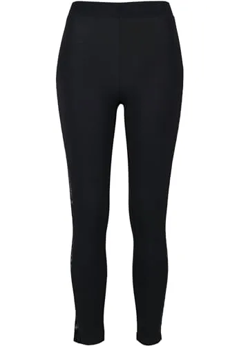 Urban Classics Damen Lace Striped Yoga-Hose Leggings, Schwarz (5XL) - Leggings für Damen mit transparenten Spitzeneinsätzen, bieten optimale Bewegungsfreiheit und fühlen sich wie eine zweite Haut an.