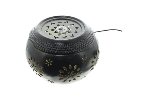 Outdoor Garten Brunnen BLÜTEN Metall schwarz mit LED in schwarz von Dekoleidenschaft