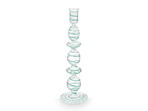 Pip Studio Kerzenhalter Hellblau, Oval - Eleganter Kerzenständer aus Glas, ideal für stimmungsvolle Momente. Verleiht jedem Raum eine warme Atmosphäre und ist perfekt für romantische Abendessen oder festliche Anlässe.