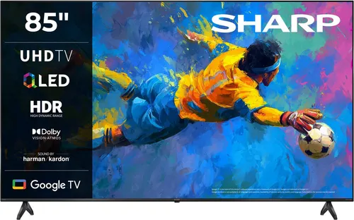 Sharp 4T-C85HPx QLED-Fernseher 85 Zoll mit Google TV - Erleben Sie 4K Ultra HD auf einem beeindruckenden 85 Zoll Bildschirm. Smart-TV mit Google TV für einfachen Zugang zu Ihren Lieblingsinhalten und Apps.