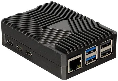 Joy-it RB-AlucaseP5-09 SBC-Gehäuse Passend für (Entwicklungskits): Raspberry Pi inkl. passiven Kühler Schwarz