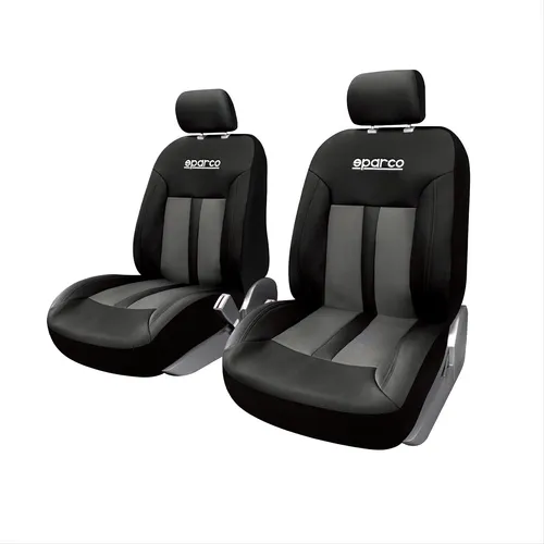 SPARCO Sitzschonbezug Set Universal Polyester Schwarz/Grau - Sitzbezüge für Fahrzeuge mit Airbag, einfache Installation und universelle Passform, idealer Schutz für Ihre Autositze.