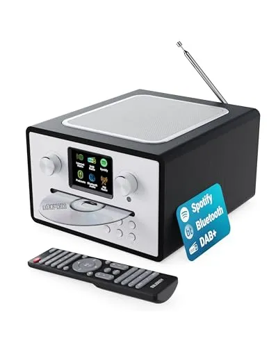 Majority Homerton 2 DAB+ Internet Radio - Internetradio mit CD-Player, Bluetooth und WLAN für vielseitigen Musikgenuss. Kompakt und modern in Schwarz, ideal für jedes Zuhause.