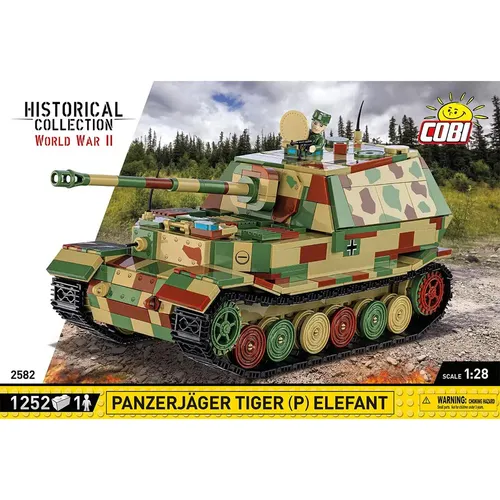 COBI 2582 Panzerjäger Tiger (P) Elefant - Bauspielzeugset, detailgetreuer Panzer mit beweglichen Teilen für kreative Bauabenteuer und Sammler.