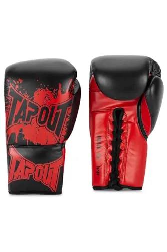 Tapout Boxhandschuhe aus Leder (1 Paar) ANGELUS, Black/Red, 10 oz R - Punchinghandschuhe aus strapazierfähigem Rindsleder, ideal für Profis und Amateure, in verschiedenen Größen erhältlich für optimalen Komfort.
