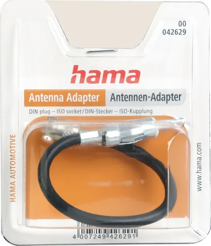Hama Antennen-Adapter ISO Kupplung auf DIN-Stecker - Auto-Radio Antenne, 50 Ohm Anschluss für optimale Signalübertragung