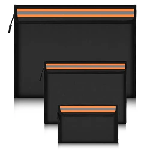 Stück Feuerfeste Dokumententasche, Feuerfeste und wasserdichte Tasche, Feuerfeste Geldtasche, Feuerfeste Aktentasche mit Reißverschluss, für A4 Dokumente Passport Bankdatei Bargeld und Wertsache 3