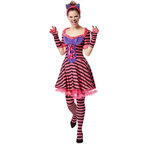 dressforfun 900538 Damen Katzen Kostüm - Grinsende Kitty für Karneval - Kostüm für Kinder: Figurbetontes, kurzes Katzenkleid mit Rüschen und Haarreif, ideal für Fasching und Partys.