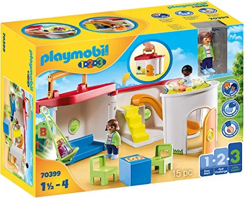 PLAYMOBIL 1.2.3. 70399 Mein Mitnehm-Kindergarten - Spielset im Koffer, ideal für kreative Rollenspiele unterwegs und fördert die Entwicklung von Kindern ab 2 Jahren