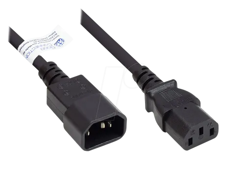 GC P1430-S050 - Kaltgeräteverlängerung C14 auf C13 , schwarz, 1,00 mm², 5 m