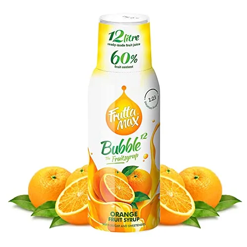 FruttaMax Orange Getränkesirup Frucht-sirup Konzentrat | weniger Zucker | mit 60% Fruchtanteil | für Soda Maschine geeignet 500ml