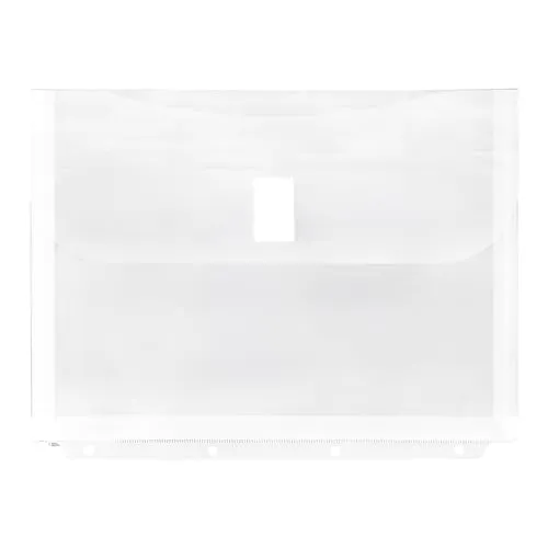 Idena 11128 - Dokumententasche A5 aus Kunststoff, Sortiermappe in Transparent mit Klettverschluss und 4-fach Lochung, ca. 24,6 x 18,8 cm