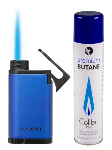 Colibri Belmont II Feuerzeug blau/schwarz mit Jet Flame - Stylisches Feuerzeug für den täglichen Gebrauch, ausgestattet mit Jet Flame und praktischer Füllstandanzeige. Ideal für Raucher und Liebhaber von funktionalem Design.