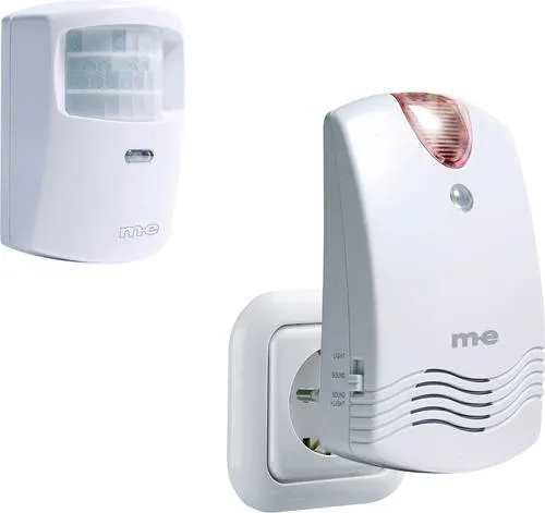 M-e modern-electronics Durchgangsmelder DGF-100 mit Bewegungsmelder - Bewegungsmelder für universellen Einsatz, ideal für Ladeneingänge oder Zuhause - funkübertragen und störungsfrei durch werkseitige Kodierung.