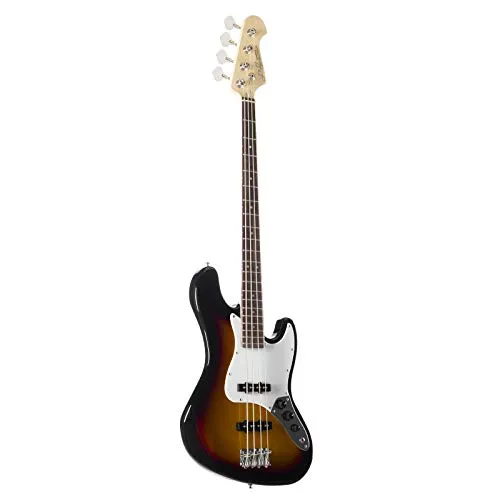 J & D E-Bass 4-Saiter, JB Bass mit Linde Korpus - Gitarren – Vielseitiger E-Bass für Anfänger mit komfortablem Handling und umfangreichem Klangspektrum dank 2 Single-Coil Tonabnehmern.