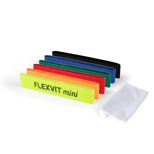 FLEXVIT Mini 6er Set All in - Widerstandsband-Set für alle Fitnesslevel, umfassendes Training und vielseitige Übungen, von sehr leicht bis extrem stark, ideal für Anfänger und Profis