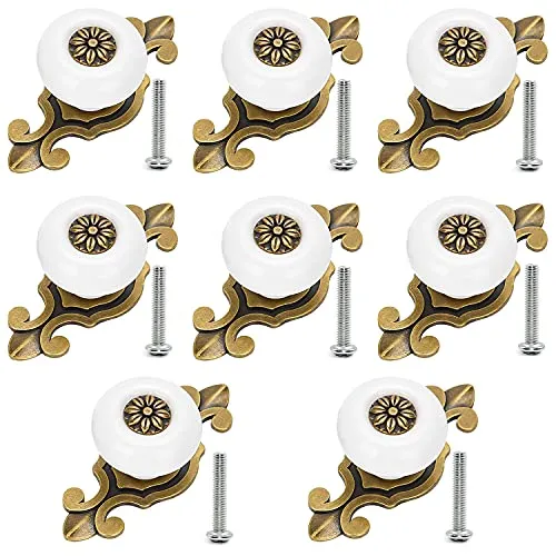GIAK Metallknopfgriffe Möbelgriffe Vintage Möbelknöpfe 8 Stück Schrankknöpfe Möbelknopf Keramik Türknopf für Schrank, Schublade