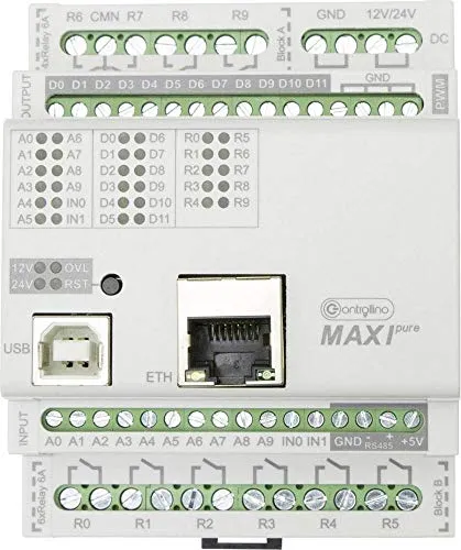 Controllino MAXI Pure 100-100-10 Steuermodul 12V/DC, 24V/DC - Automatisierungstechnik - Frei programmierbares Arduino Standardmodul für SPS Steuerung, ideal für private und industrielle Anwendungen.