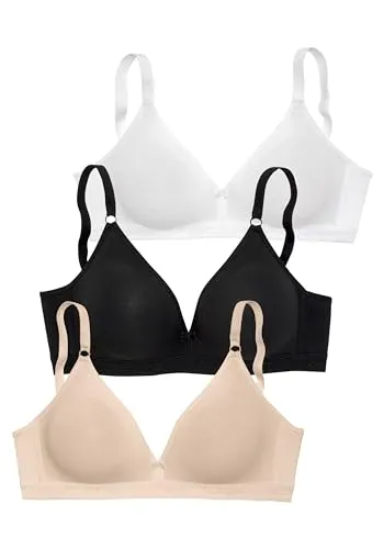 PETITE FLEUR Damen Bralette-BH 3er Pack - Funktionsunterwäsche mit nahtlos vorgeformten Cups, ideal für den täglichen Gebrauch, aus weicher Baumwoll-Qualität für höchsten Tragekomfort.
