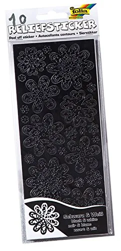 folia 1215 - Relief-Sticker Ganzjahr, ca.10 x 24 cm, 10 Blatt, schwarz - weiß sortiert