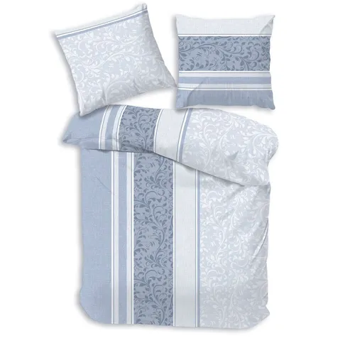 Träumschön Bettwäsche Premium Set 135x200 - 80x80 cm - Bettwäsche-Set aus hochwertiger Baumwolle mit stilvollem Ranken-Design in Hellblau. Atmungsaktiv und ideal für ein angenehmes Schlafklima – perfekt für erholsame Nächte.