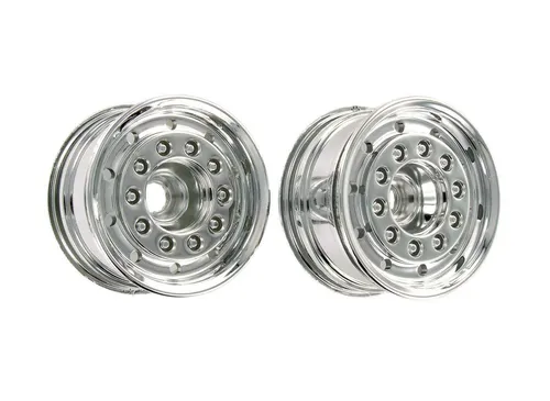 Carson Tamiya Parts Front Wheel Wide Chrome (2) - Funktions- & Standmodellbau, hochwertige verchromte Felgen im Maßstab 1:14 für TAMIYA LKWs, ideal für eine authentische Optik.