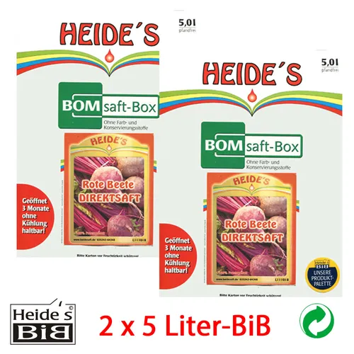 BOMSaft Rote Beete naturbelassen, 2 x 5 Liter-BiB - 2er-Pack