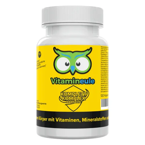 Vitamineule® Komplett Komplex Kapseln - Vitamine & Mineralstoffe - All-in-One Nahrungsergänzung: 2 Kapseln täglich unterstützen deine Vitamin- und Mineralstoffversorgung. Ideal für die tägliche Einnahme und geeignet für die ganze Familie.