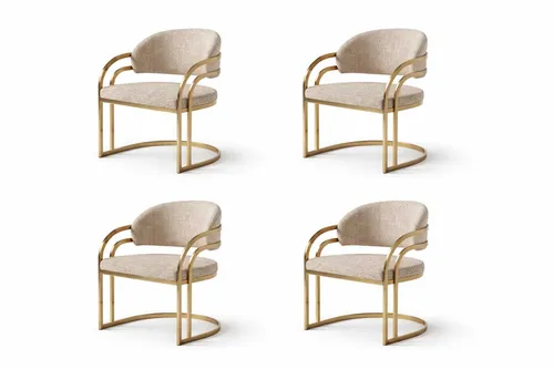 Luxuriöse 4er Set Esszimmerstühle – Bequem und Elegant - Elegantes 4er Set Esszimmerstühle in Beige mit modernem Design. Robustes Metallgestell und bequeme Polsterung sorgen für höchsten Sitzkomfort im Esszimmer.