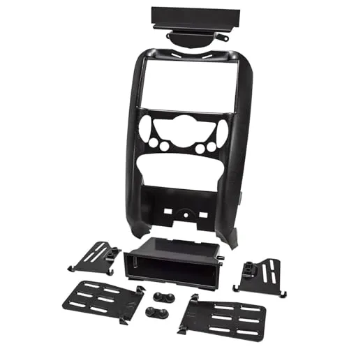 tomzz Audio Doppel DIN Radioblende für BMW Mini Cooper II R55 R56 R57 - Radioblende für 1- und 2-DIN Radios, ideal für den Austausch des originalen Radios in BMW Mini Cooper Modellen (2006-2014). Perfekte Passform und einfache Installation.