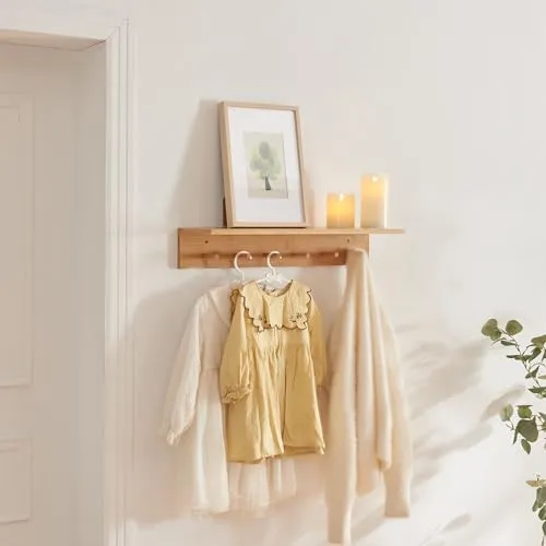 [en.casa] Wandgarderobe Fjord mit 6 Haken - Wandgarderobe aus Bambus mit 6 Haken, ideal für die stilvolle Organisation von Jacken und Accessoires, pflegeleicht und flexibel einsetzbar in jedem Raum.