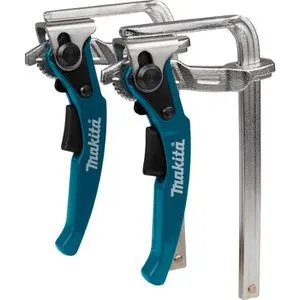 Makita Einhandzwinge 199826-6 - Ganzstahl Klemmzwingen Set, 2 Stück mit 160 mm Spannweite, bis zu 5 x schneller als herkömmliche Zwingen