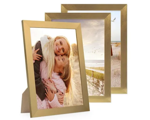PHOTOLINI Bilderrahmen 3er Set - Einzelrahmen für individuelle Wanddekoration, inklusive stabilem Zubehör und Anleitung zur kreativen Gestaltung einer Bilderwand.