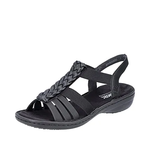 Rieker Damen Sandalen 60809 - Wanderschuhe mit bequemem Blockabsatz, ideal für lange Spaziergänge und warmes Wetter. Hochwertiges Synthetikmaterial sorgt für Leichtigkeit und Flexibilität.