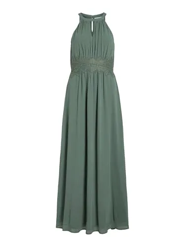 Vila VIMILINA Halterneck Maxi Dress - NOOS - Elegantes Abendkleid für Damen mit Neckholder und Rücken-Reißverschluss, aus fließendem Stoff für einen femininen Look, ideal für besondere Anlässe.