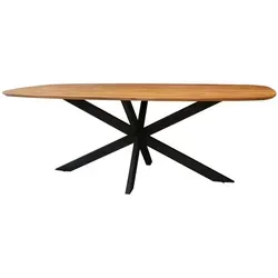 Esstisch Tanak aus massivem Akazienholz – Ovales skandinavisches Design mit schwarzem Spider-Gestell - Genieße den natürlichen Charme des Tanak Esstisches. Handgefertigt aus massivem Akazienholz, ist jeder Tisch ein Unikat. Das skandinavische Design lädt zum geselligen Beisammensein ein und sorgt für eine harmonische Wohnatmosphäre.