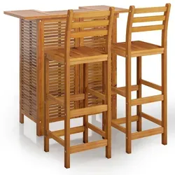 vidaXL 3-tlg. Gartenbar-Set aus Massivholz Akazie - Gartenmöbel-Set aus robustem Akazienholz mit elegantem Design und praktischen Ablagen. Ideal für entspannte Stunden im Freien.