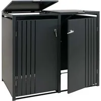 2er-Mülltonnenverkleidung MCW-O67, anthrazit - Mülltonnenbox für 2 Tonnen (80-240L), mit stabilem 0,8 mm Stahl, abschließbare Türen, komfortabler Deckel mit Gasdruckfeder – eine elegante Lösung für Ihren Garten!