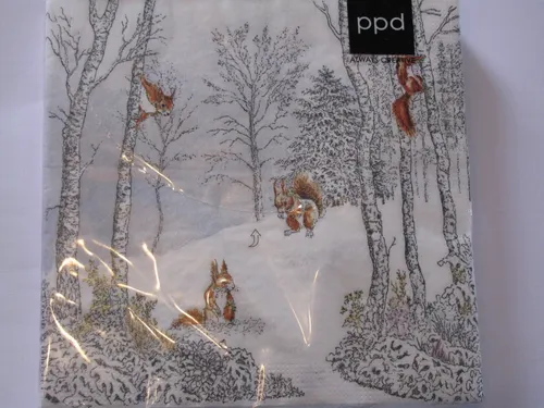 Servietten OVP  PPD Weihnachten Ecureuil Hiver Eichhörnchen im Winterwald 20