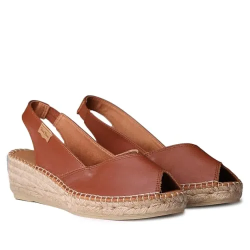 TONI PONS BERNIA-PM Espadrilles mit Keilabsatz aus Leder, Nougat, 41 EU