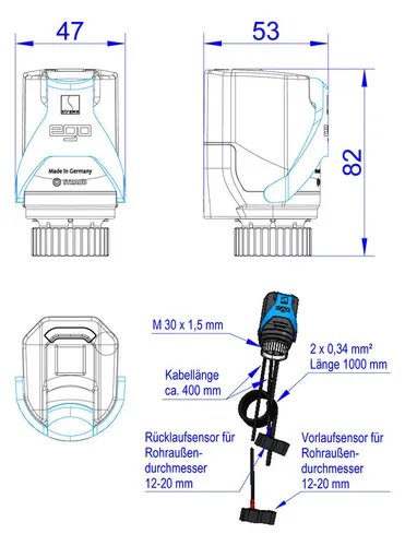 Strawa EGO L Regelantrieb M30 x 1,5 230 V von Strawa
