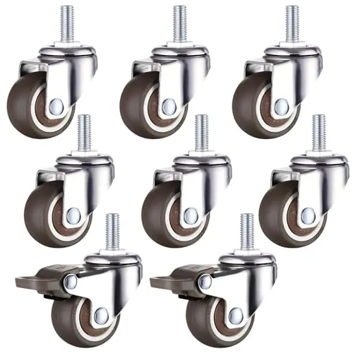 Stück möbelrollen klein,25mm lenkrollen für möbel,möbelrollen mit bremse,gummirollen,360° Drehbar,Leise Rutschfeste,für Möbel,Blumenständer(2 mit Bremsen und 6 ohne) 8