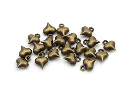 Anhänger als Herzen aus Messing in antik bronzefarben 20 Stück