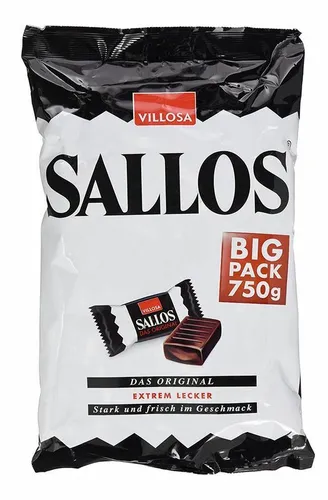 VILLOSA SALLOS BIG PACK 750g - Salmiak Lakritz Bonbons - Lakritz Bonbons im praktischen 750g Big Pack, ideal für alle Lakritzliebhaber und perfekt für jede Gelegenheit.