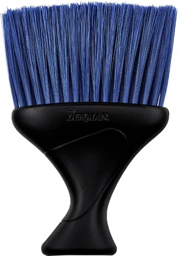 Denman Nackenwedel B-2003 schwarz mit blauen Borsten - Denman Nackenpinsel für sanfte Haarentfernung mit superweichen Nylonborsten und ergonomischem Handgriff – ideal für Friseure und Home-Use.