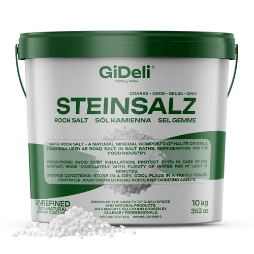 GiDeli Steinsalz grob 10 kg naturbelassen unraffiniert ohne Zusatzstoffe für Bäd