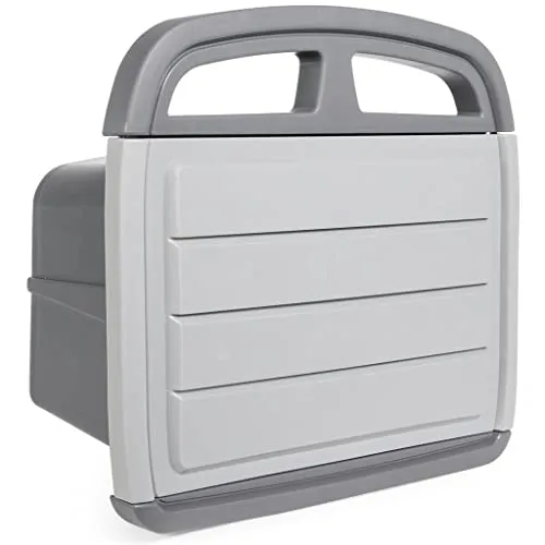 Wand Schlauchhalter mit Staufach - 35 x 32 cm - Gartenschlauch Halter aus Kunststoff - Garten Schlauch Wandhalterung für 45 m