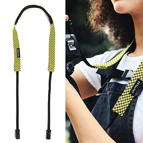 Crumpler CHST-004 Checkstrap Universal Kamera Schultergurt (Trageriemen, längenverstellbar) grau/gelb
