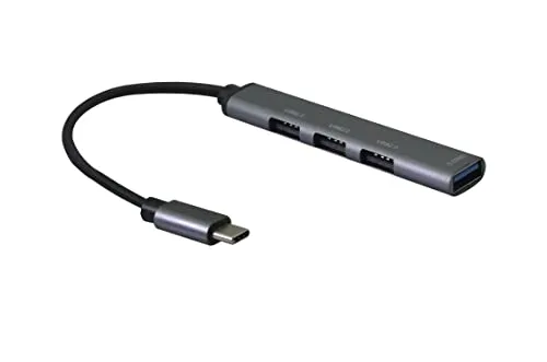 HUB, 4in1 USB-C 3.2 St./3x USB-A 2.0 Bu. + 1x USB-A 3.0 Bu., spacegrau